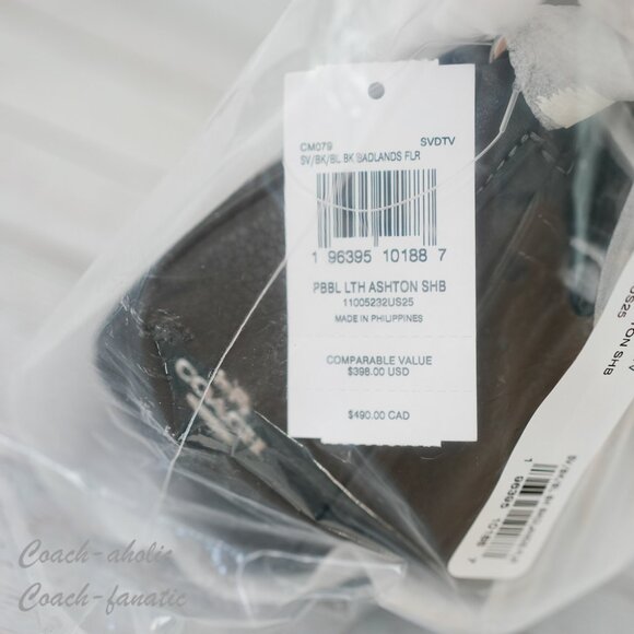 NWT Coach CM079 Leather Ashton Baguette shoulder bag Silver Black *SEALED* - Picture 8 of 10